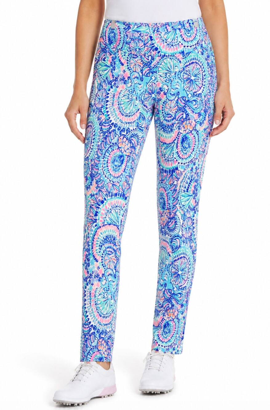 Lilly Pulitzer Luxletic Corso Golf Pants Blue Grotto Commotion In The Ocean NWT
